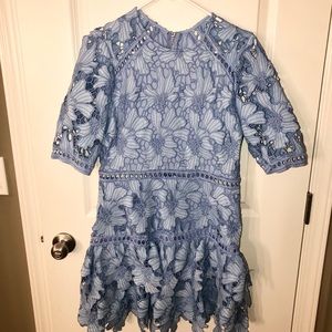 Blue lace overlay dress